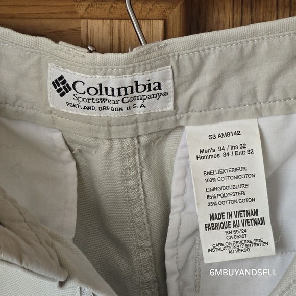 Columbia Men's 34x32 ROC Active Outdoor Hiking Cargo Pants Canvas S3 AM8142 - Picture 1 of 12